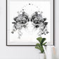 Limited Edition Print: Skull with Peacocks