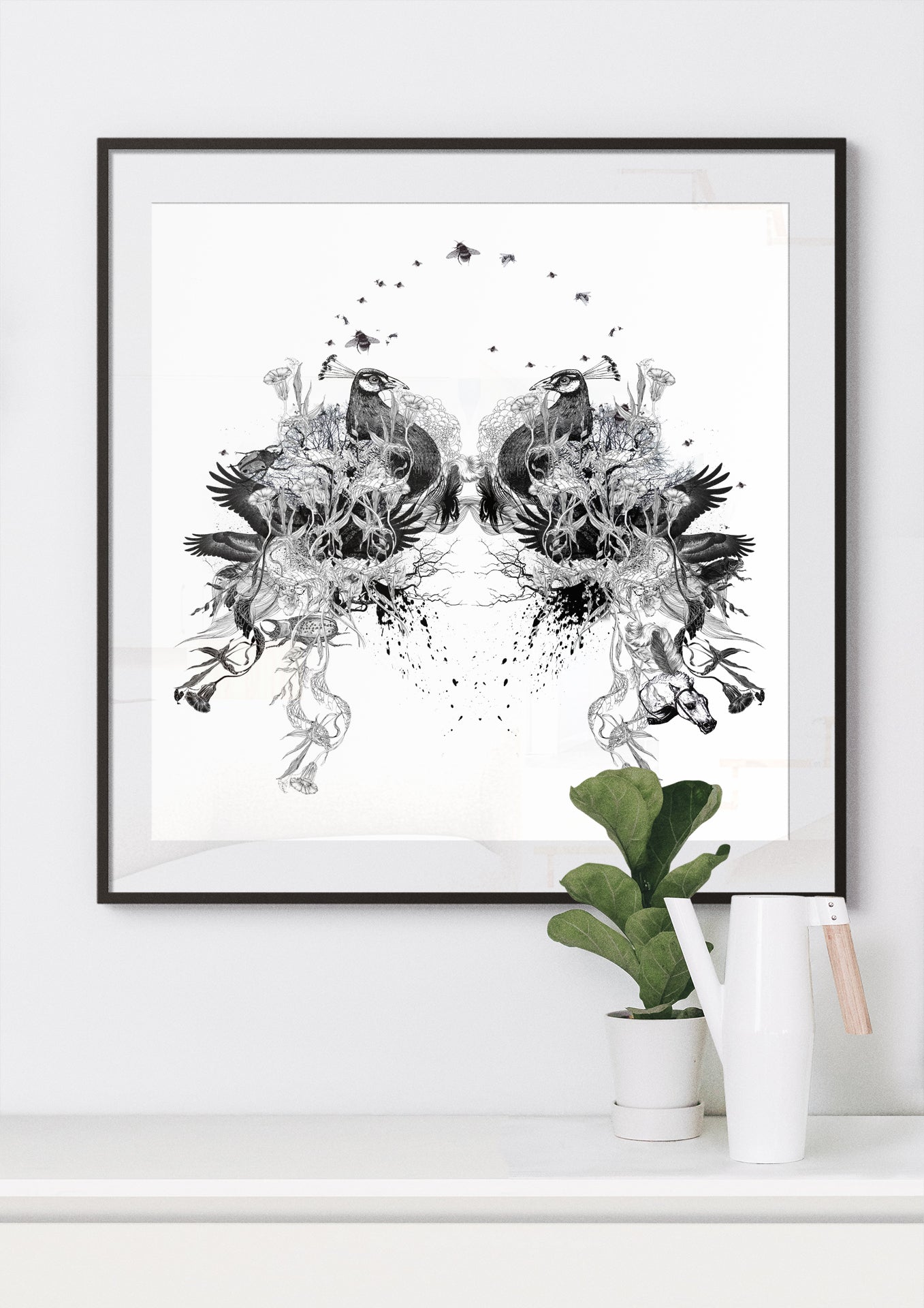 Limited Edition Print: Skull with Peacocks
